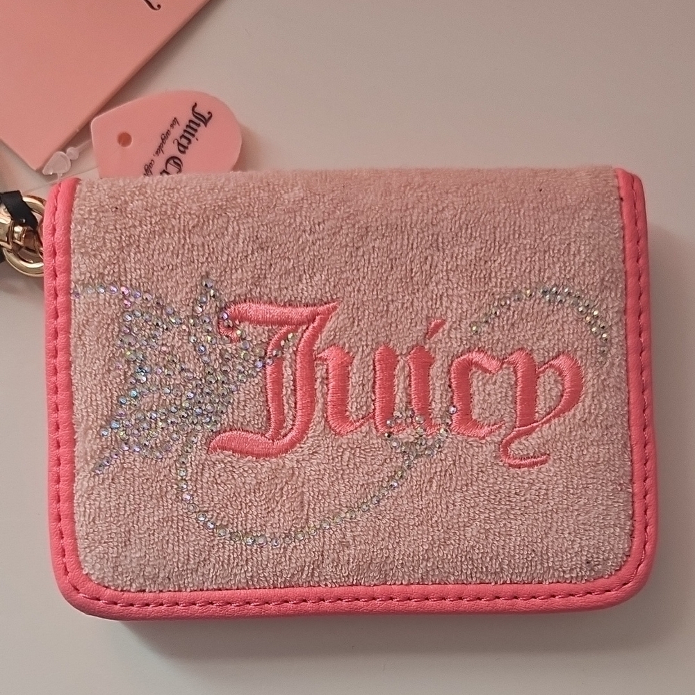 Juicy Couture Blush Pink Wallet with Glitter Accents